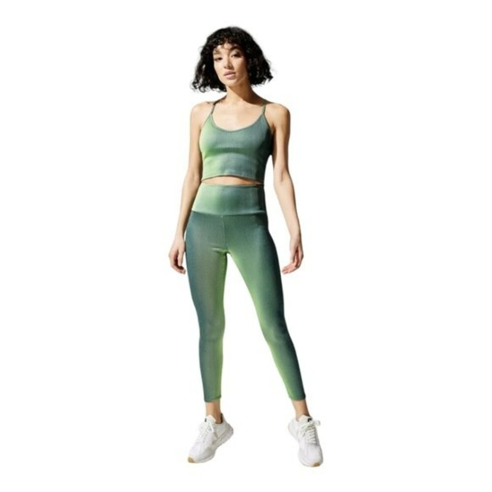 Carbon38 Two-Tone Ribbed 7/8 Legging in Light Lime S